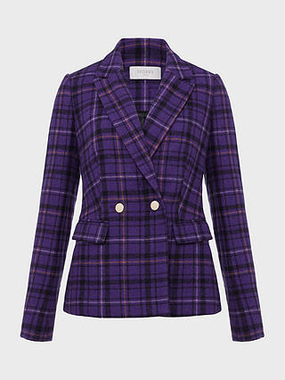 Hobbs Emberley Check Wool Blazer, Purple/Multi