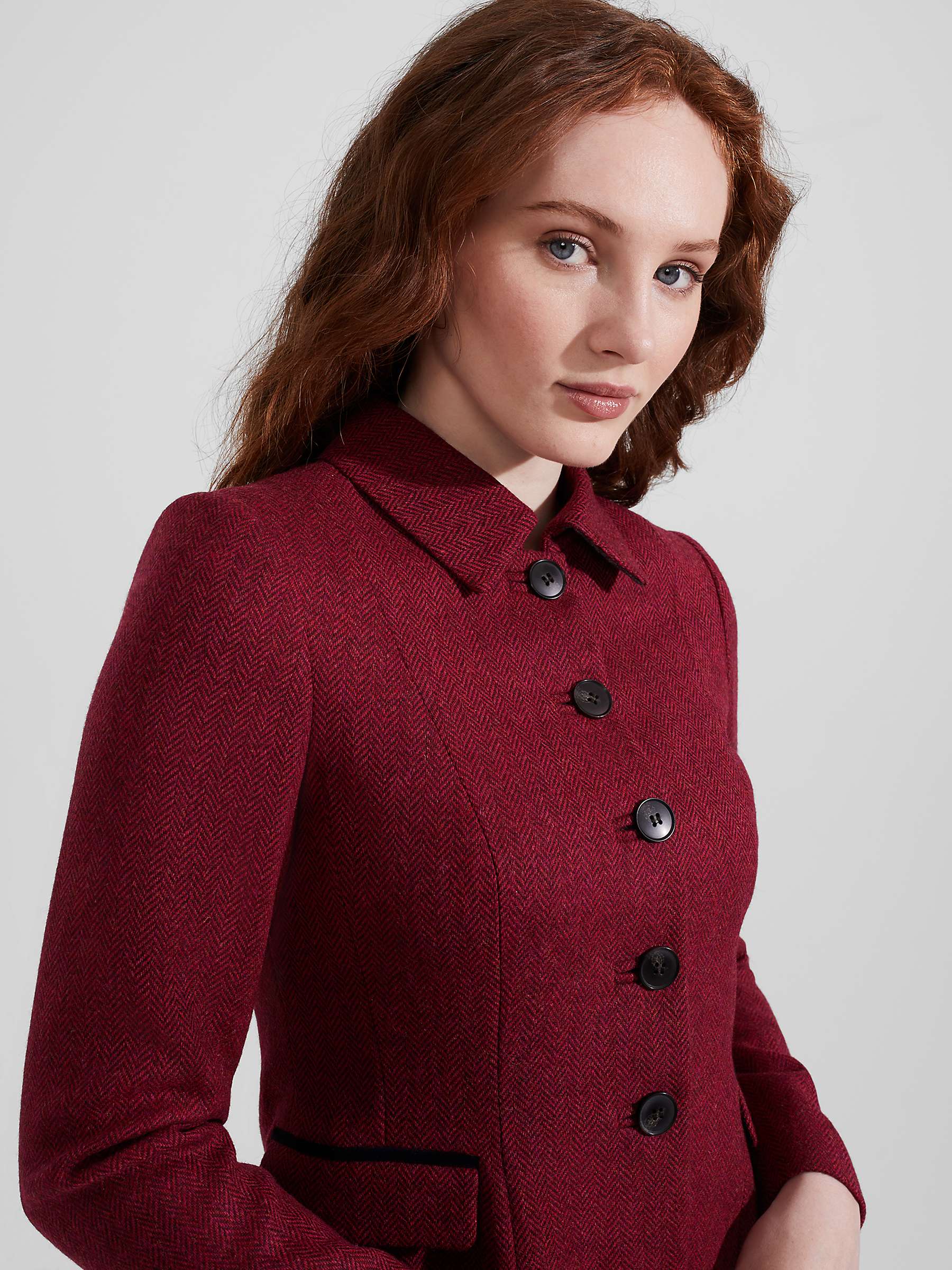 Buy Hobbs Daneilla Herringbone Wool Tweed Jacket, Pink/Multi Online at johnlewis.com