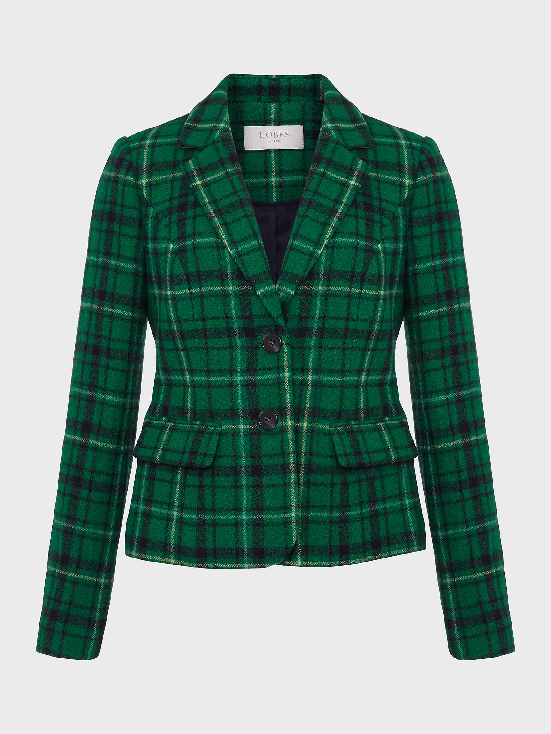 Buy Hobbs Hackness Checked Wool Tweed Jacket, Green/Multi Online at johnlewis.com