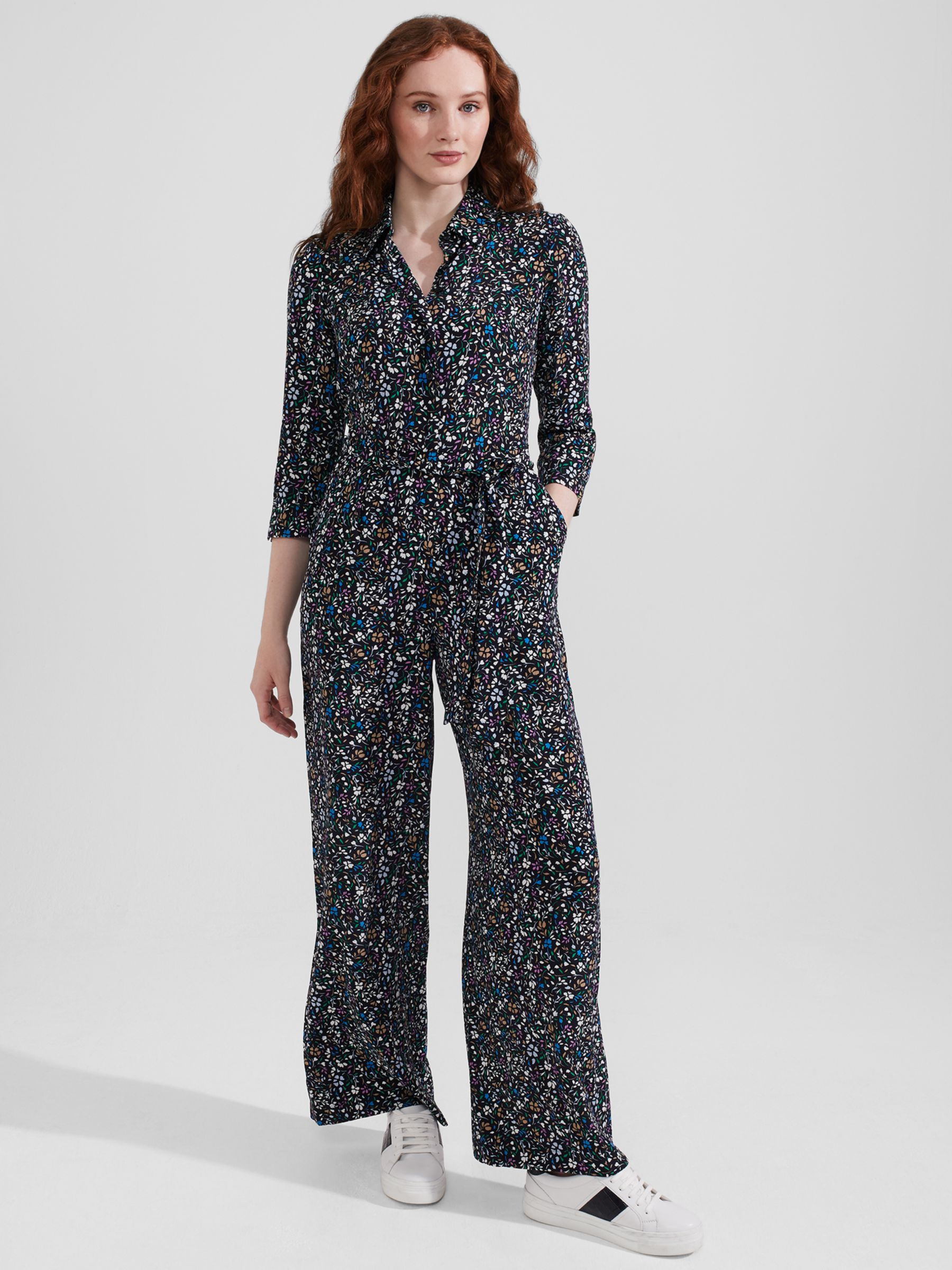 Hobbs Ottilie Jumpsuit, Navy/Multi at John Lewis & Partners