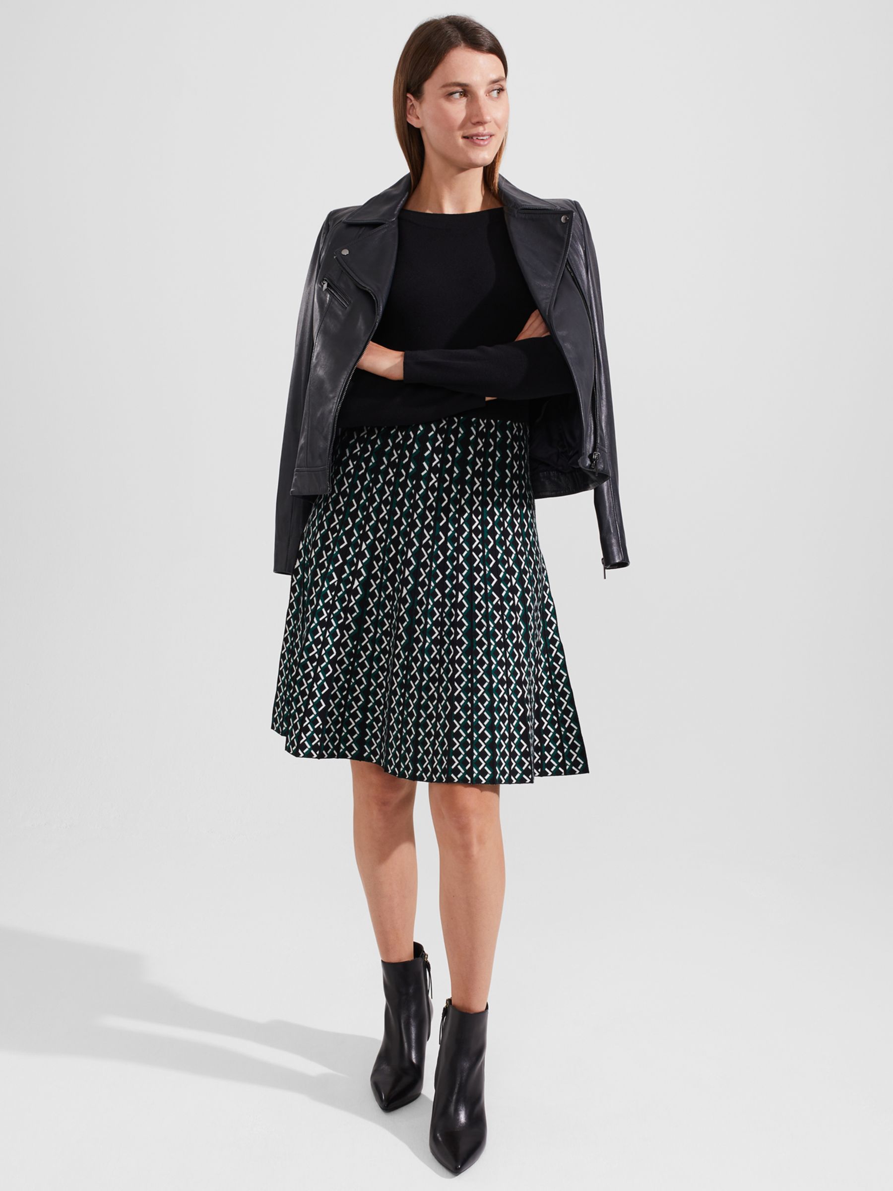 Hobbs Elena Knitted Dress, Black/Green at John Lewis & Partners