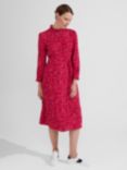 Hobbs Eleanora Midi Dress, Red/Pink