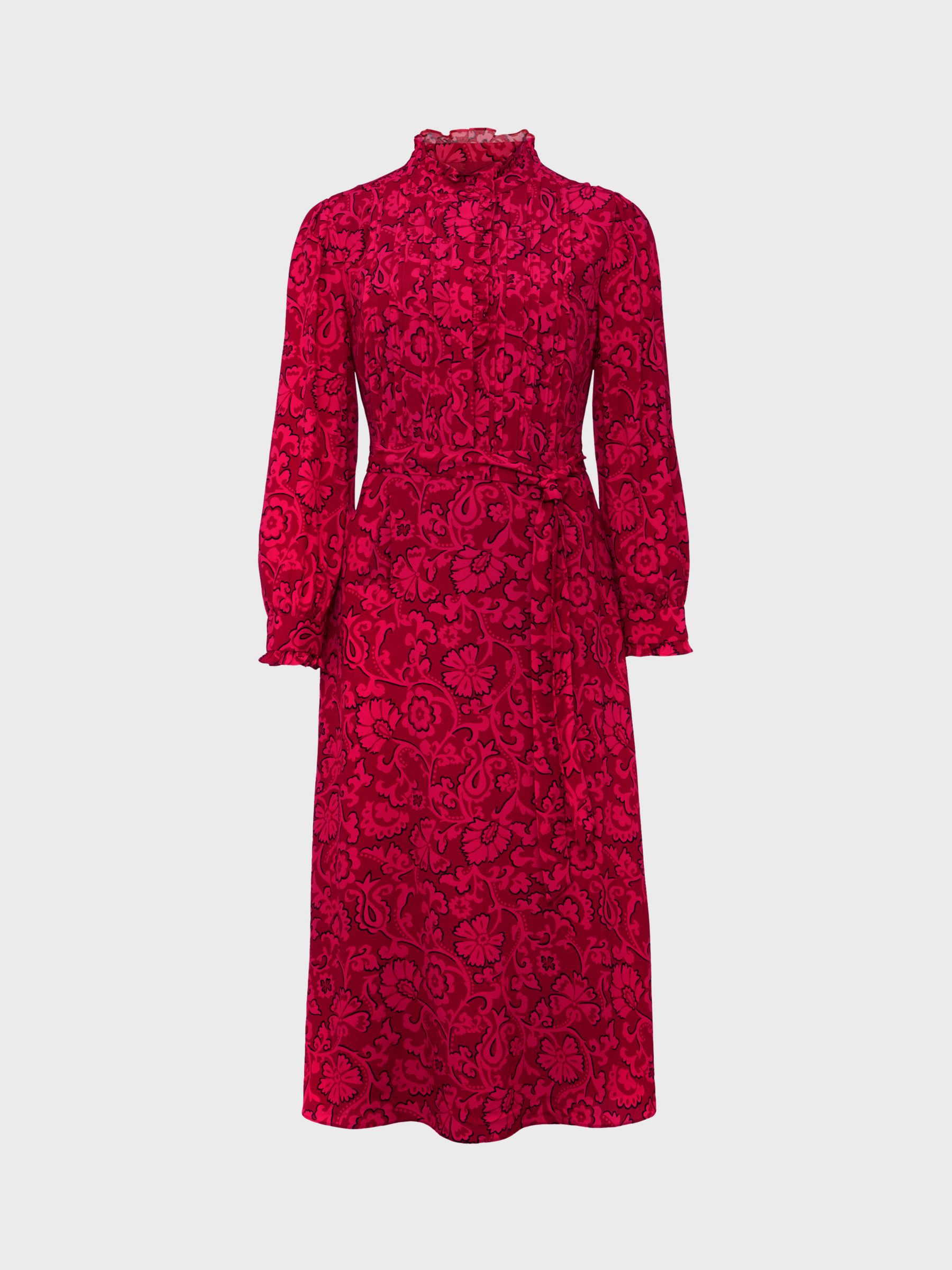 Hobbs Eleanora Midi Dress, Red/Pink at John Lewis & Partners