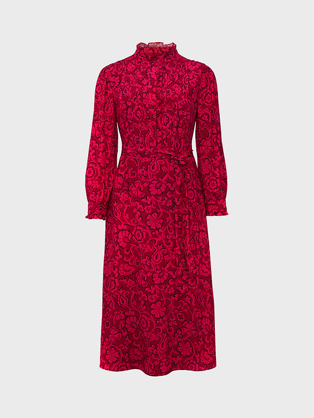 Hobbs Eleanora Midi Dress, Red/Pink