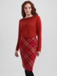 Hobbs Daphne Wool Pencil Skirt, Red/Multi