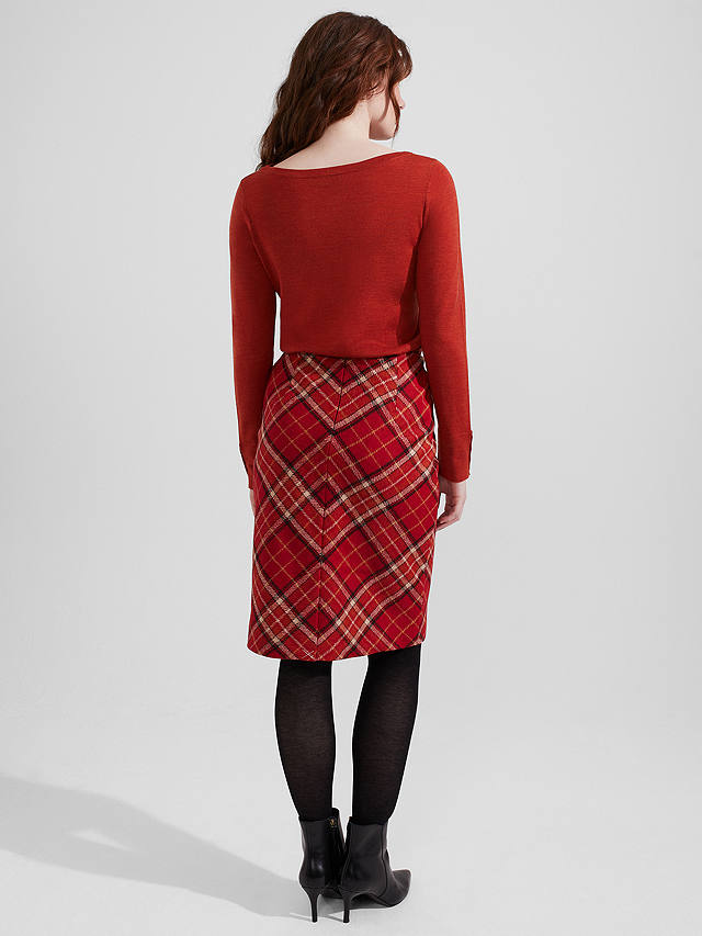 Hobbs Daphne Wool Pencil Skirt, Red/Multi
