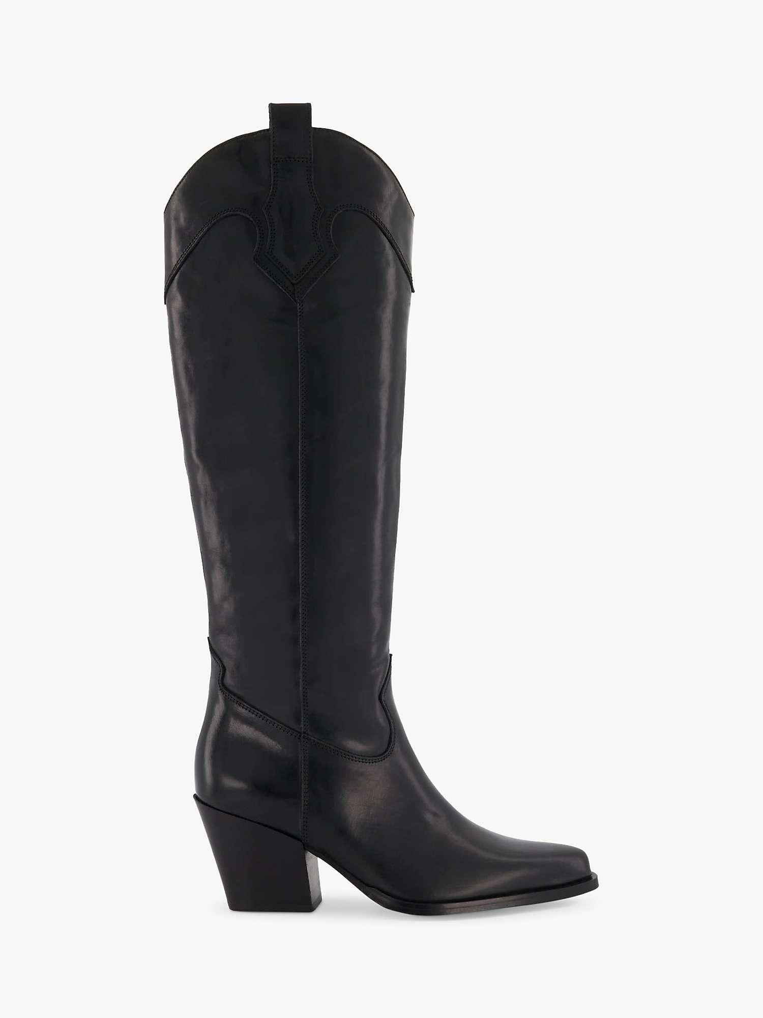 Buy Dune Tennessee Leather Cowboy Boots, Black Online at johnlewis.com