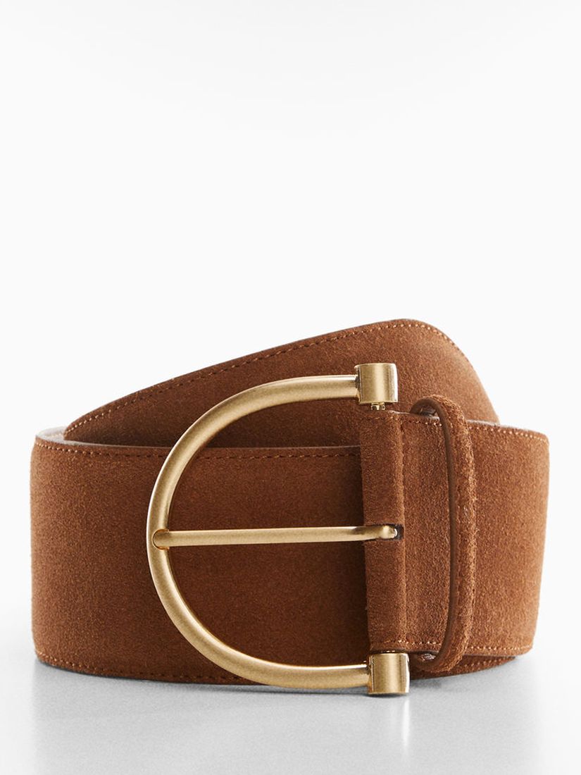 Mango Abi Leather Belt, Brown, M