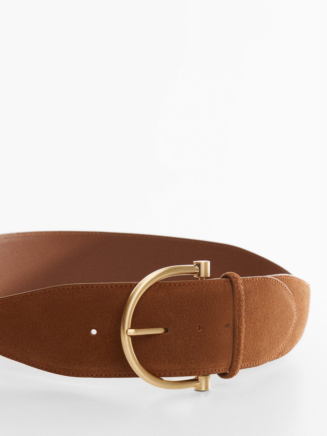 Mint Velvet Eyelet Suede Belt, Brown at John Lewis & Partners