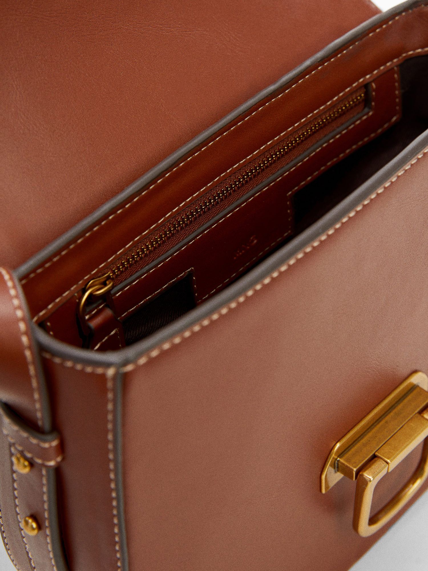 Mango Buckle Detail Cross Body Bag, Brown, Brown at John Lewis