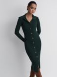 Reiss Maria Button Through Bodycon Midi Dress, Green