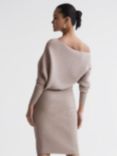 Reiss Lara Ribbed Knee Length Jumper Dress, Neutral