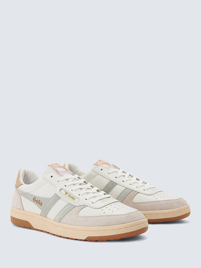 Gola Hawk Leather Low Top Trainers, Ice/Gold