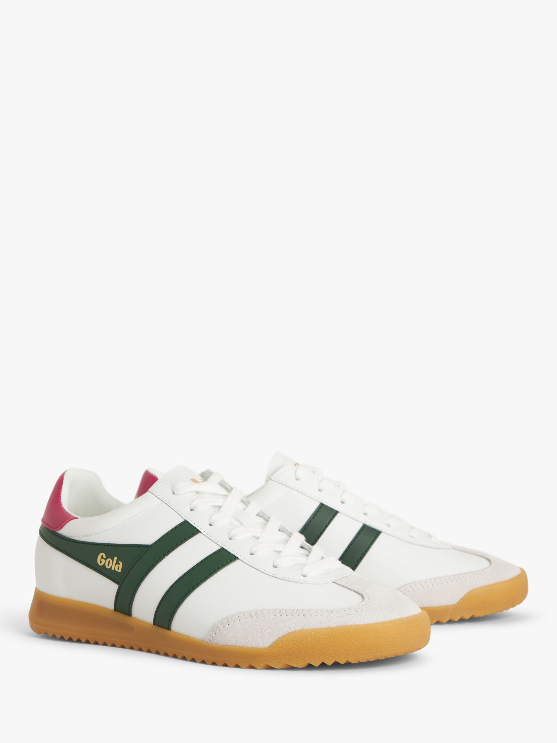 Buy Gola Torpedo Leather Trainers, Green/Fuchsia Online at johnlewis.com