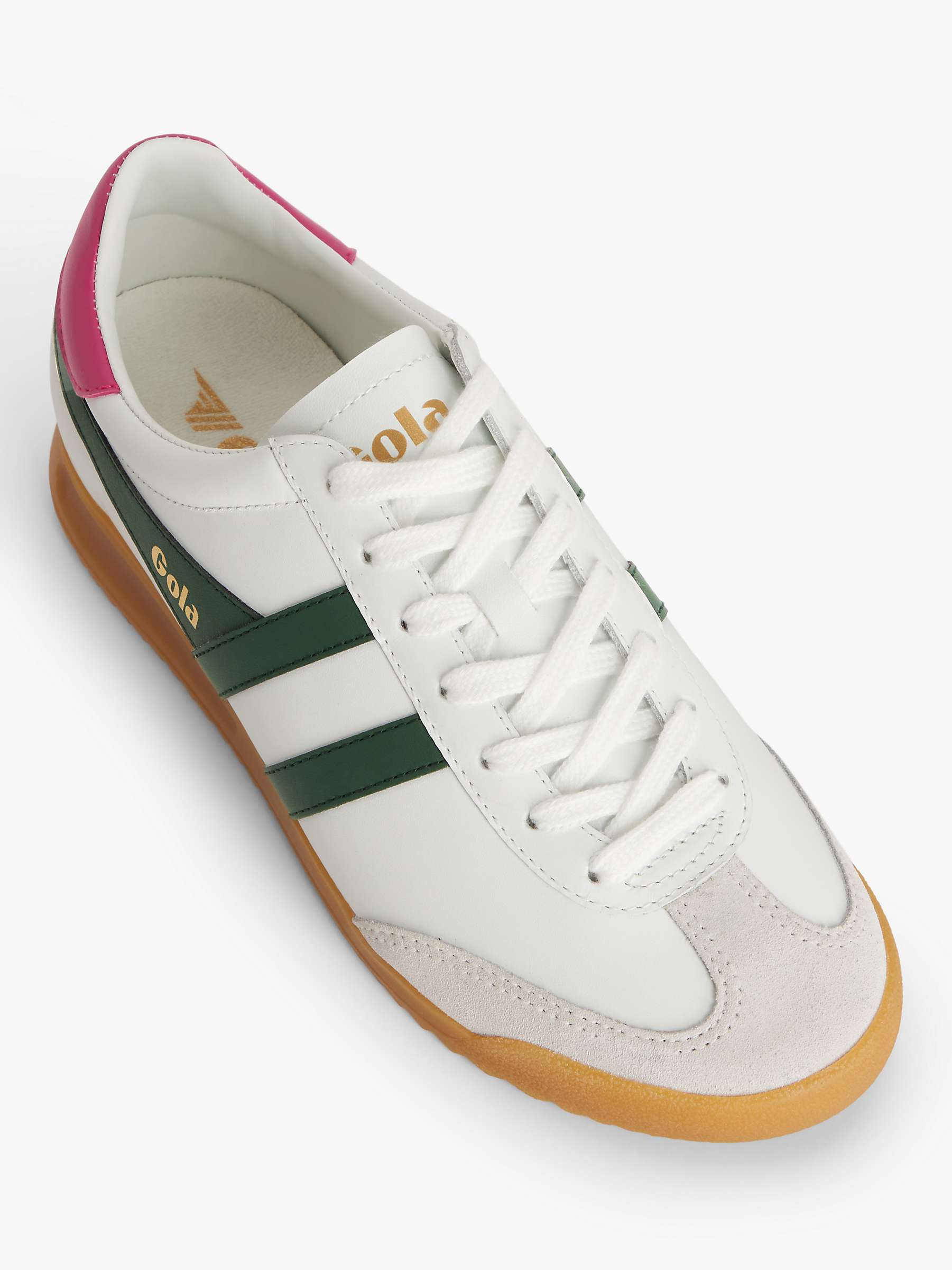 Buy Gola Torpedo Leather Trainers, Green/Fuchsia Online at johnlewis.com