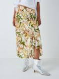 John Lewis Gathered Bamboo Midi Skirt, Multi, Multi