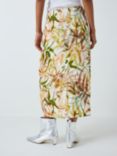 John Lewis Gathered Bamboo Midi Skirt, Multi, Multi