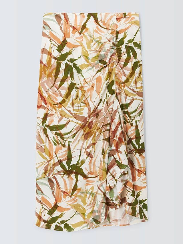 John Lewis Gathered Bamboo Midi Skirt, Multi