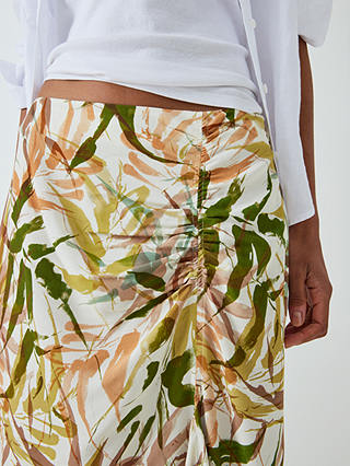 John Lewis Gathered Bamboo Midi Skirt, Multi