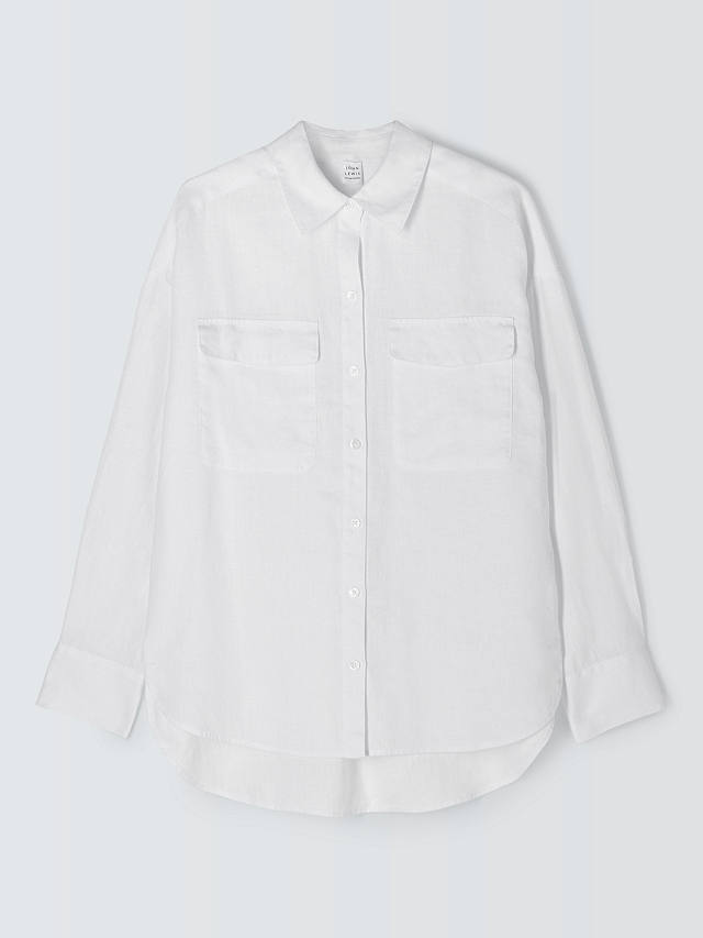 John Lewis Linen Button Down Shirt, White