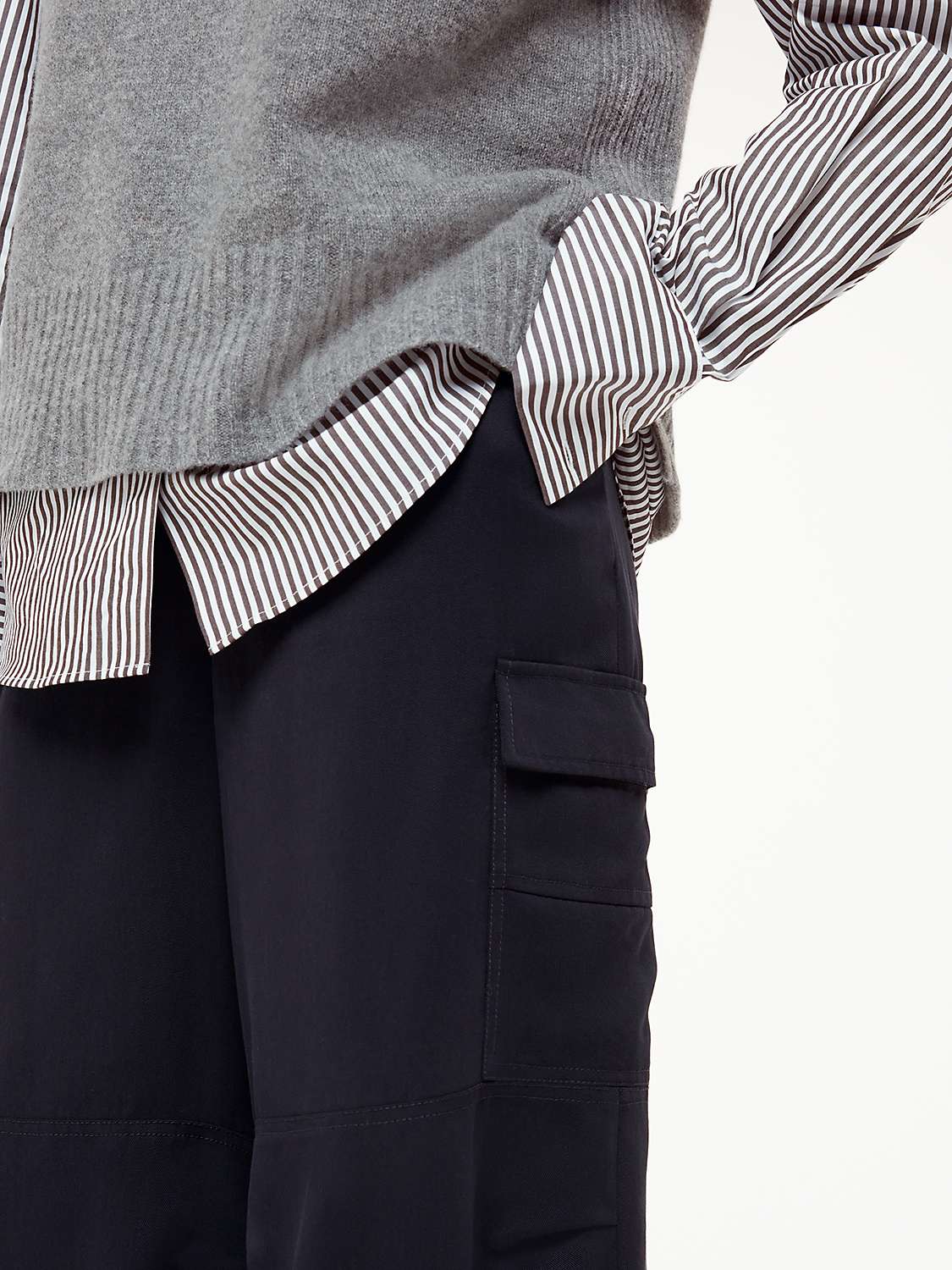Buy Whistles Petite Grace Luxe Cargo Pants, Navy Online at johnlewis.com