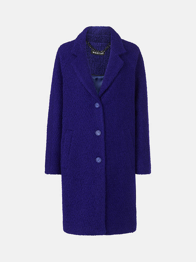 Whistles Anita Wool Blend Boucle Coat, Blue