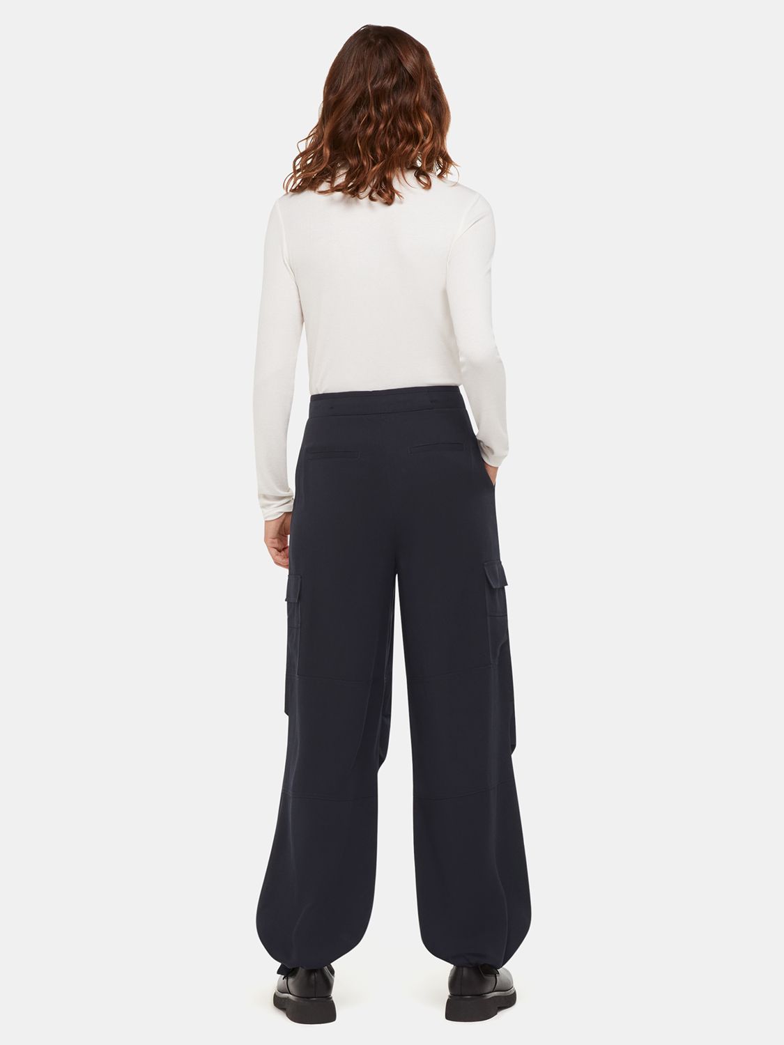 Whistles Grace Luxe Cargo Trousers, Navy, 10