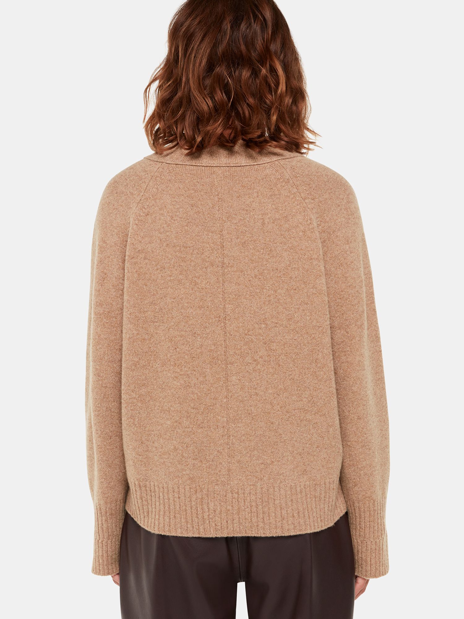 Buy Whistles Wool V Neck Knitted Jumper, Camel Online at johnlewis.com