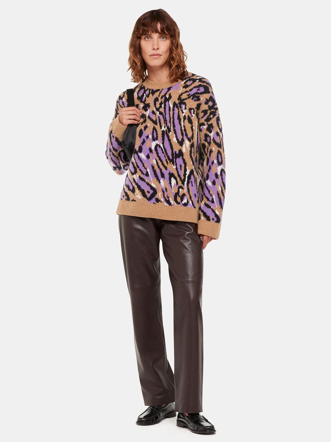 Buy Whistles  Waving Leopard Jacquard Jumper, Multicolour Online at johnlewis.com