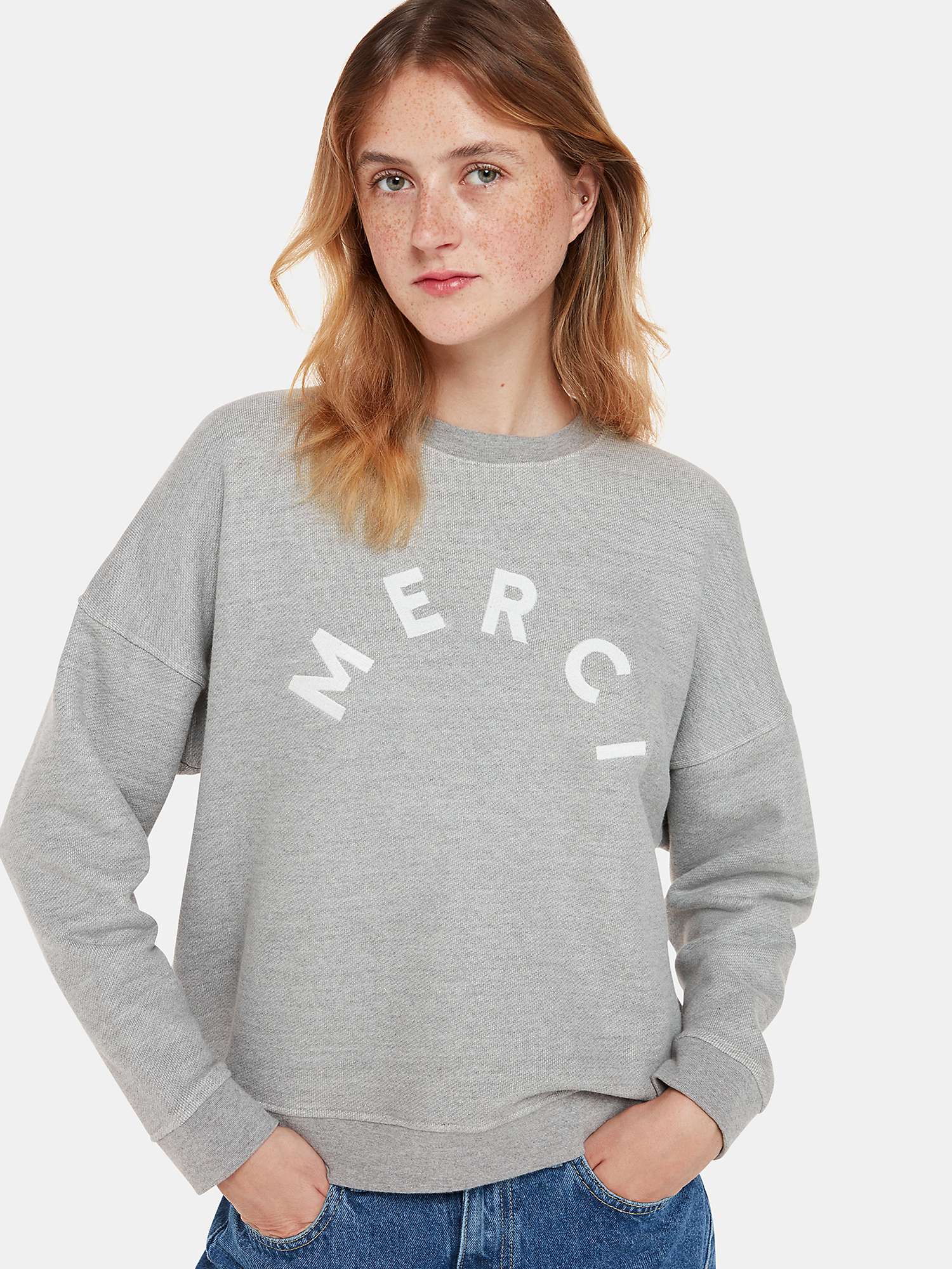 Buy Whistles Merci Logo Sweatshirt, Grey Online at johnlewis.com