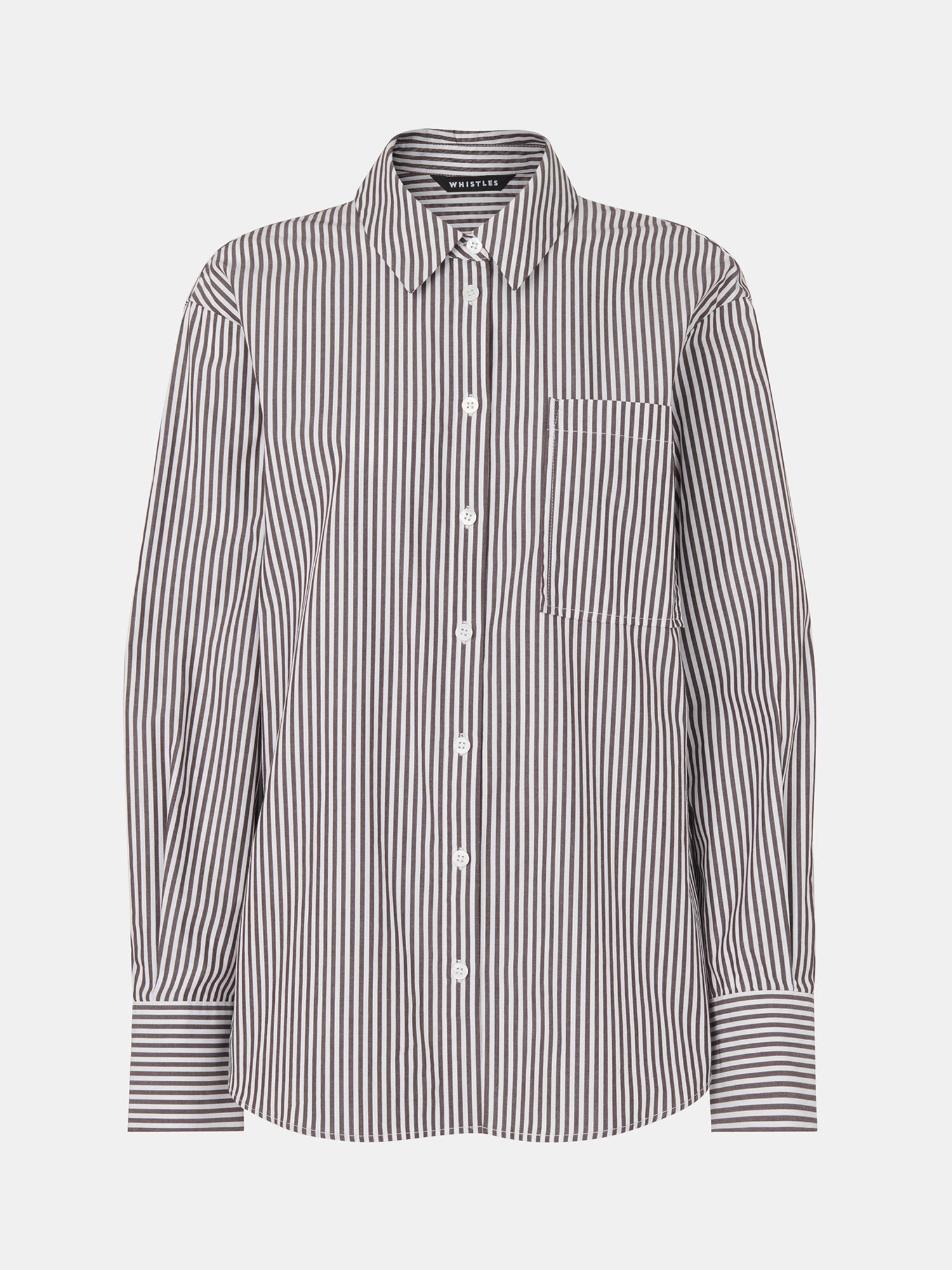 Whistles Striped Relaxed Fit Shirt, Black/White at John Lewis & Partners