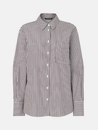Whistles Striped Relaxed Fit Shirt, Black/White