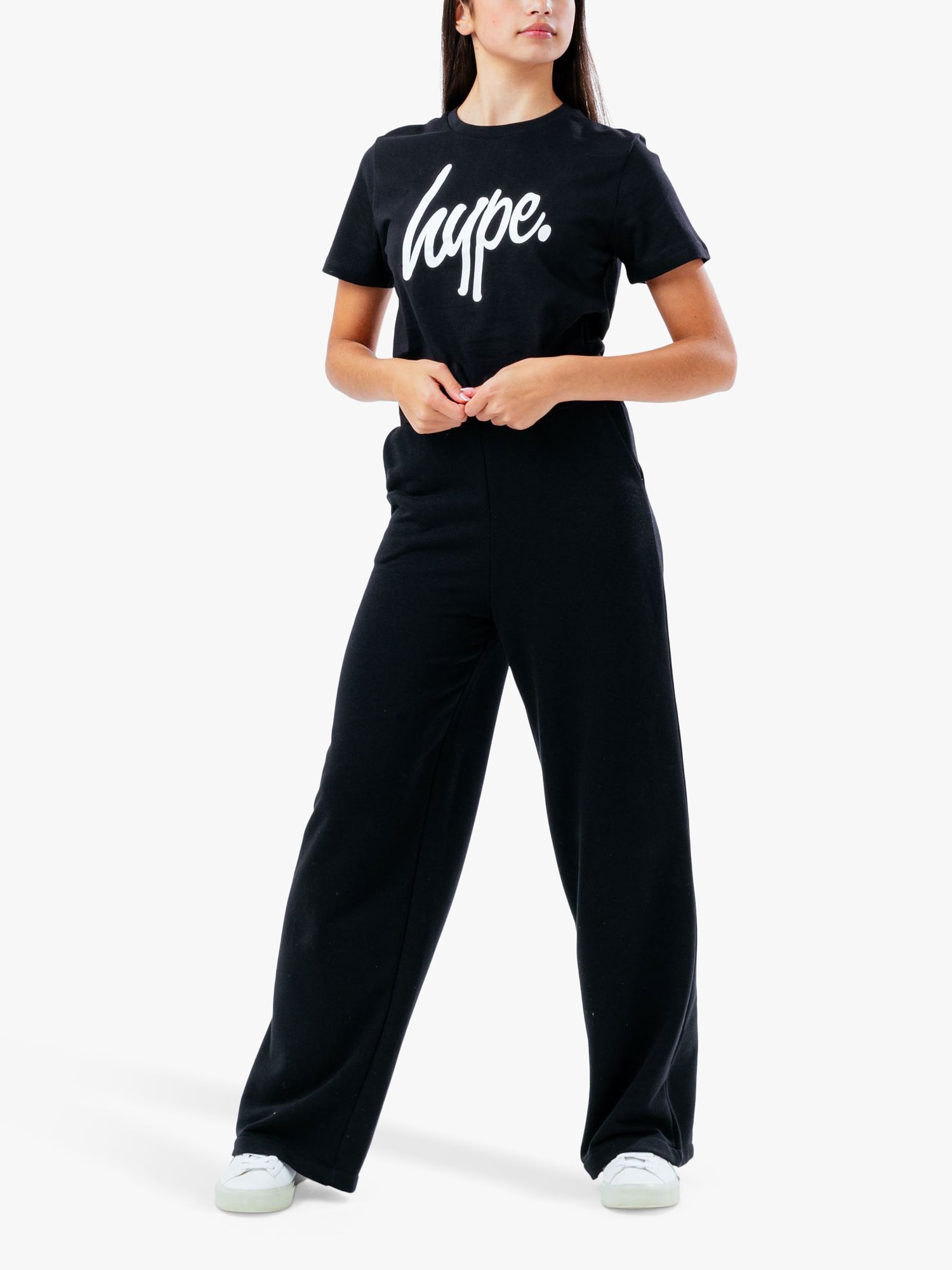 Hype Kids' Script Crop T-Shirt, Black, 3-6 years