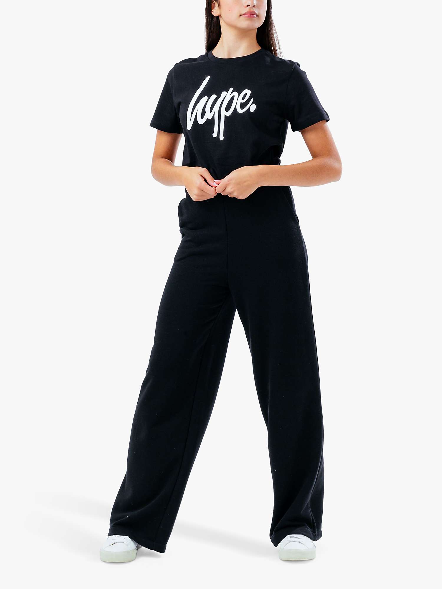 Buy Hype Kids' Script Crop T-Shirt, Black Online at johnlewis.com