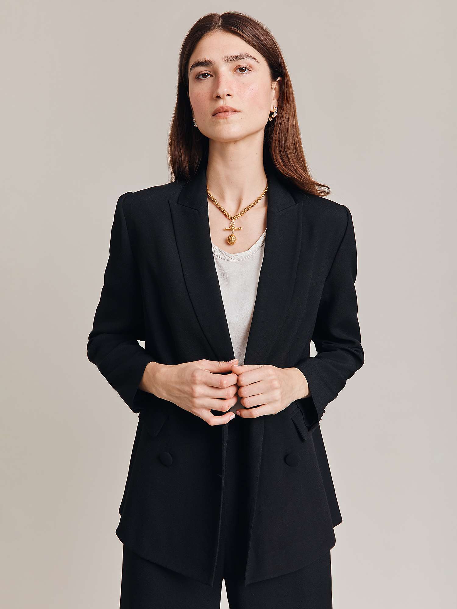 Buy Ghost Viola Double Breasted Tailored Crepe Jacket, Black Online at johnlewis.com