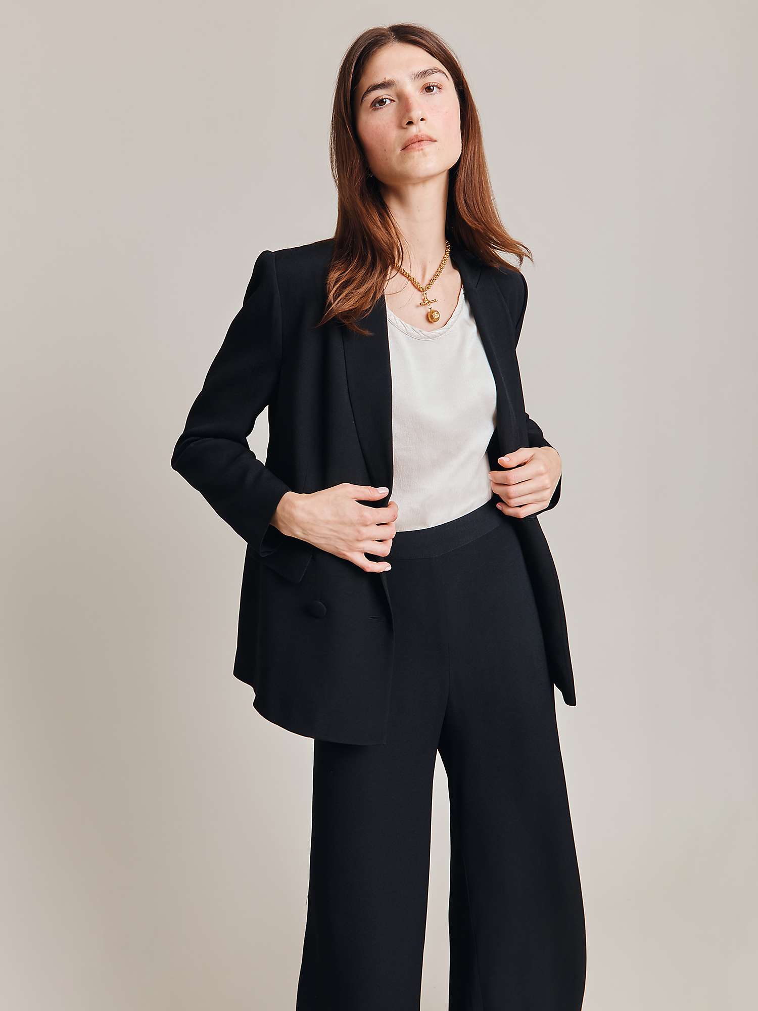 Buy Ghost Viola Double Breasted Tailored Crepe Jacket, Black Online at johnlewis.com