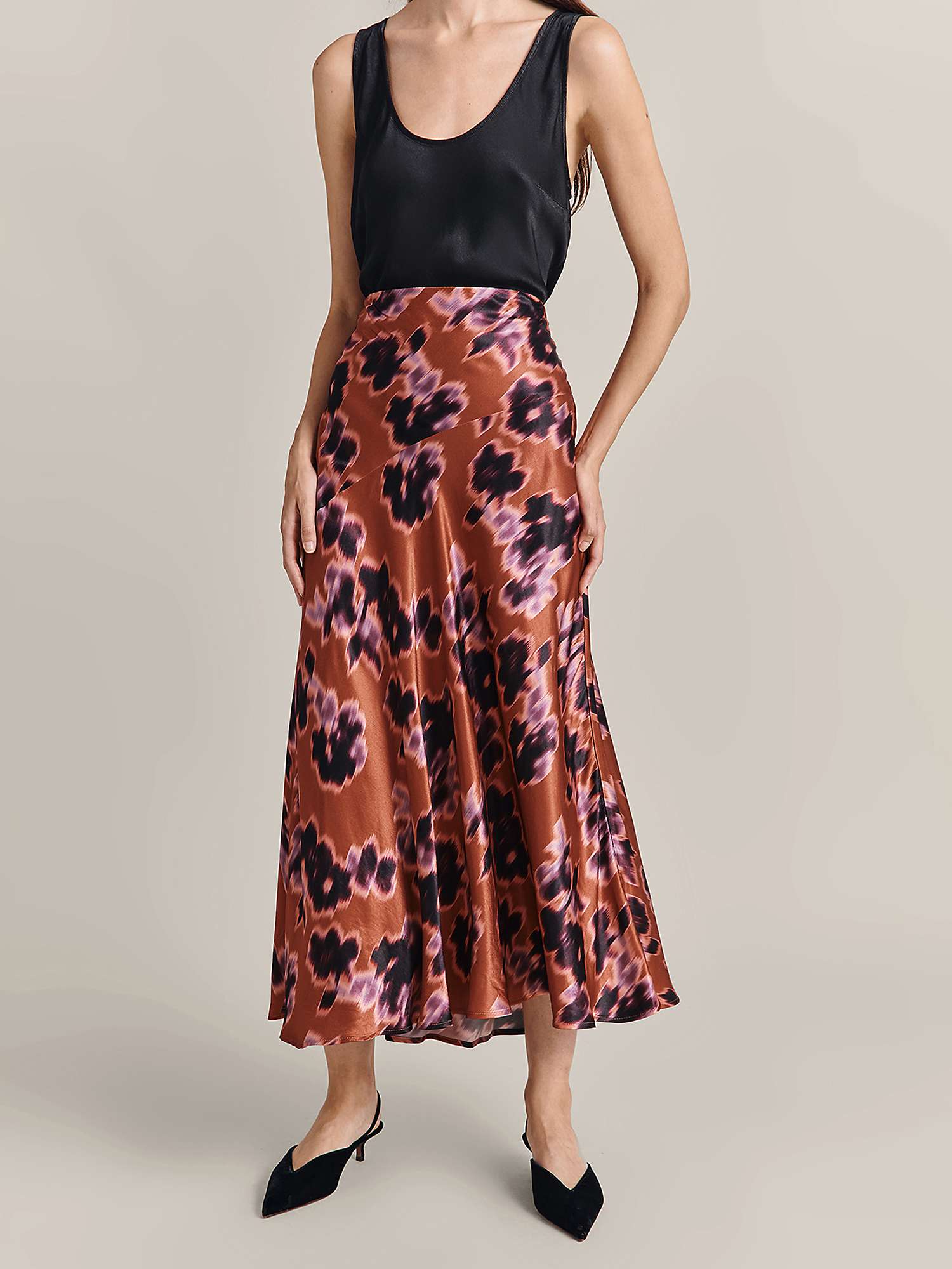 Buy Ghost Mariana Ikat Print Midi Skirt, Rust Online at johnlewis.com