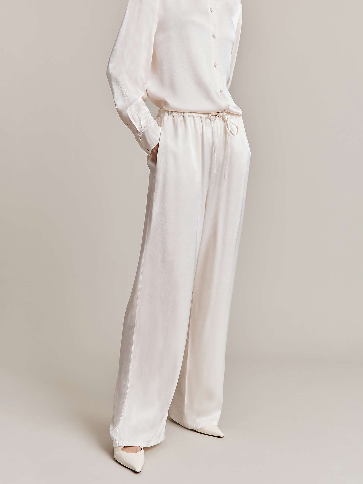 Buy Ghost Imogen Palazzo Trousers, Ivory Online at johnlewis.com
