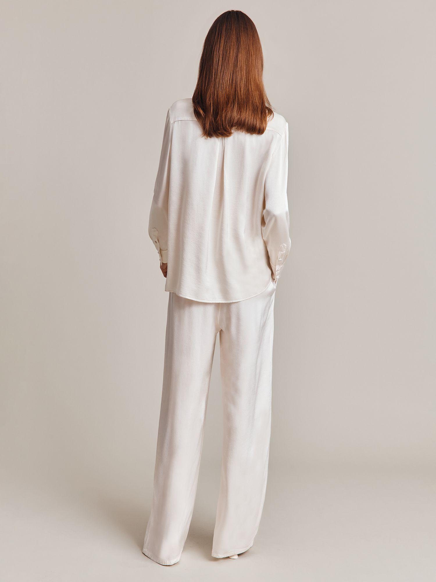 Ghost Imogen Palazzo Trousers, Ivory, XS
