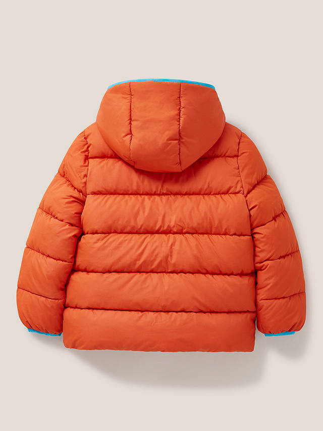 White Stuff Kids' Quilted Puffer Hooded Jacket, Mid Orange