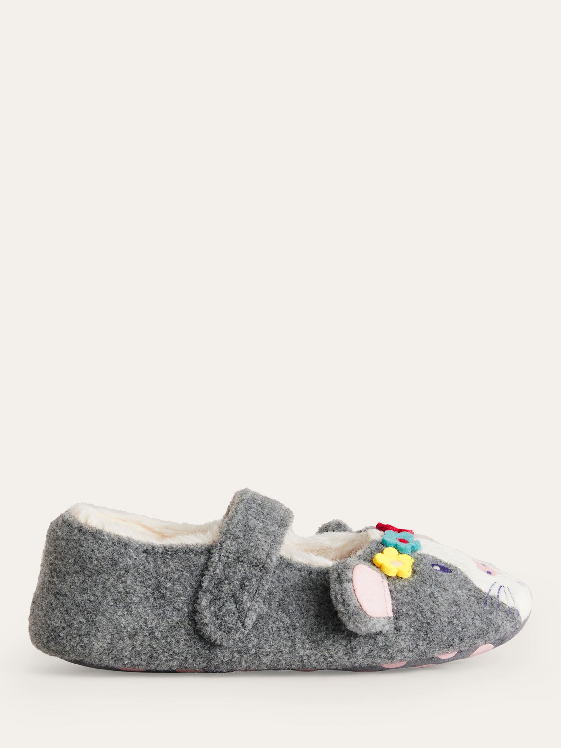 Mini Boden Kids' Novelty Guinea Pig Slippers, Grey/Multi at John Lewis ...