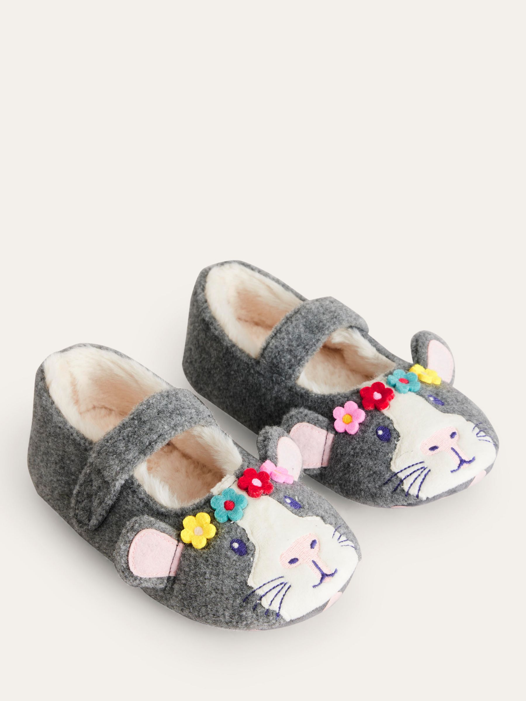 Mini Boden Kids' Novelty Guinea Pig Slippers, Grey/Multi at John Lewis ...