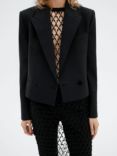 Mango America Wool Blend Cropped Blazer, Black