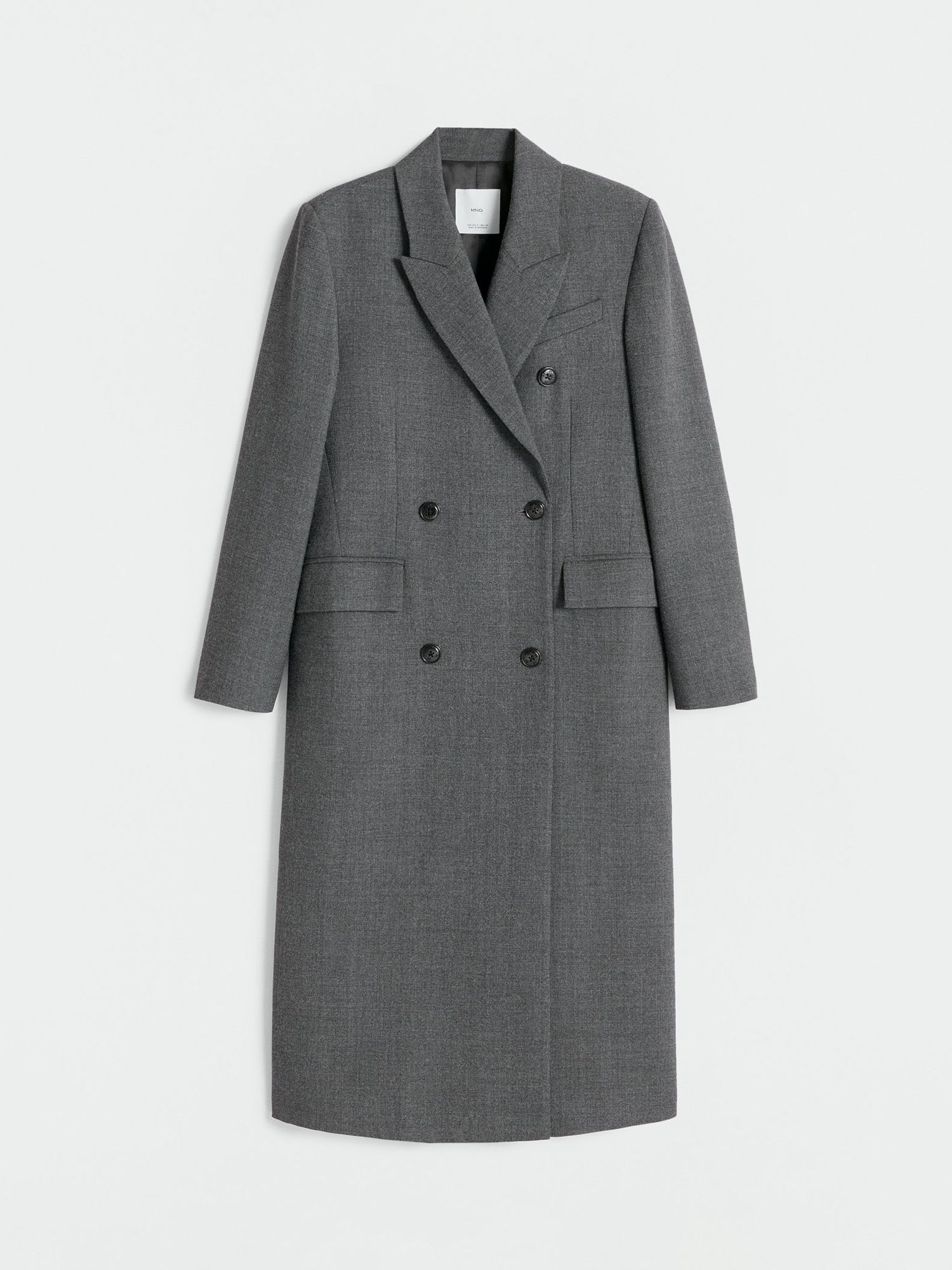 Mango Pildora Wool Blend Coat, Grey, XL