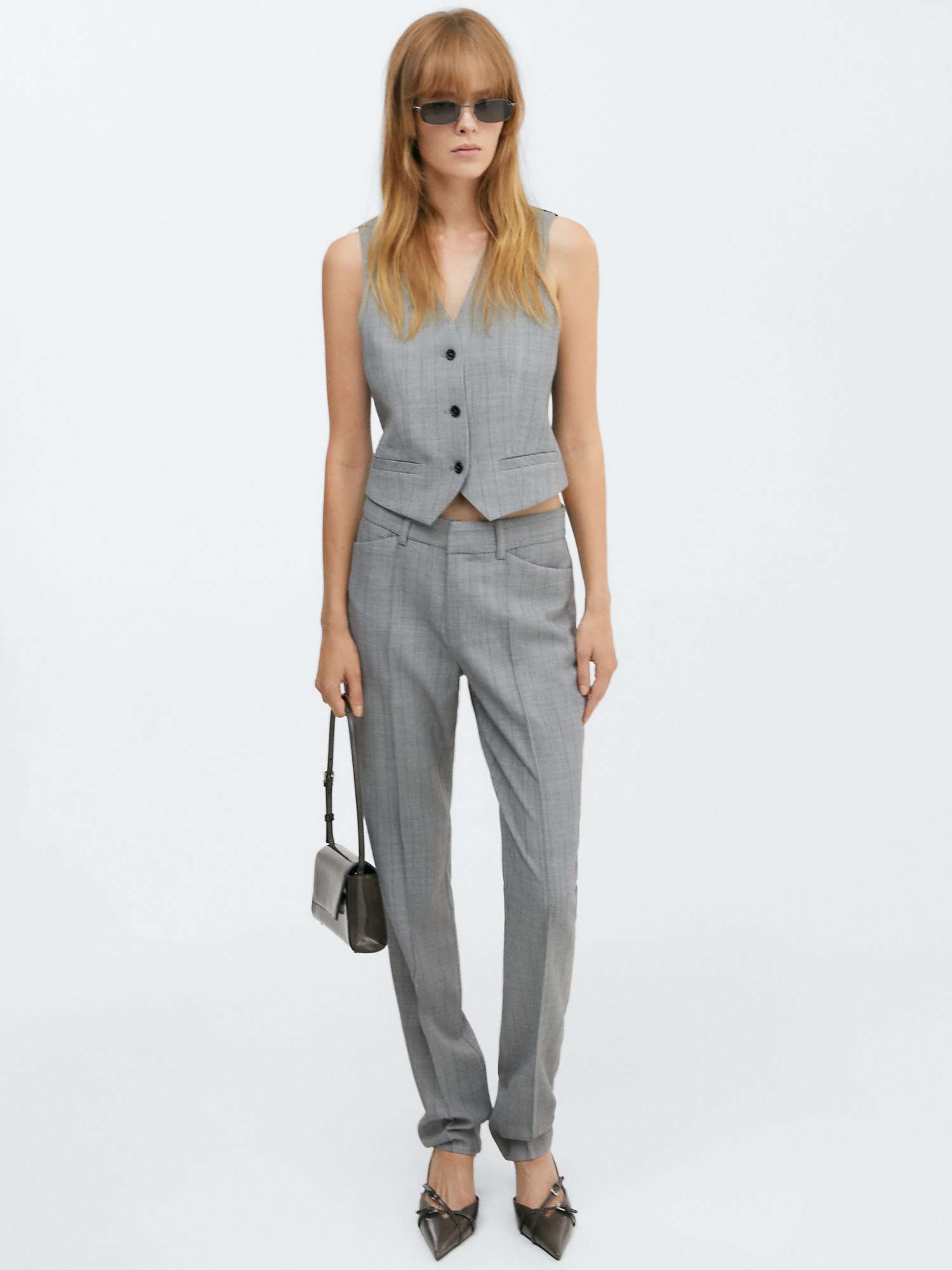 Buy Mango Straight Leg Tailored Trousers, Grey Online at johnlewis.com