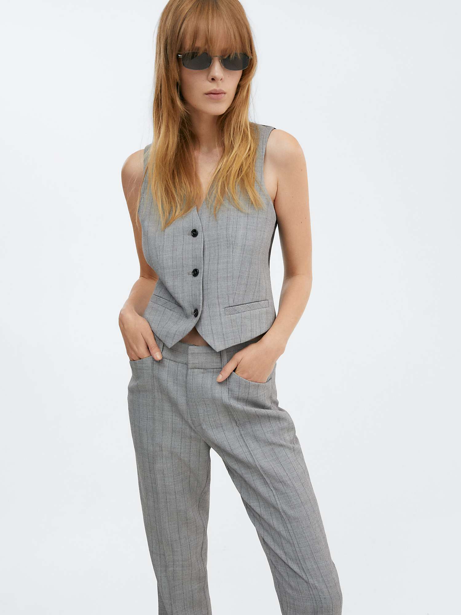 Buy Mango Straight Leg Tailored Trousers, Grey Online at johnlewis.com