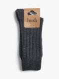 HUSH Murica Cashmere Blend Ribbed Socks, Charcoal Grey
