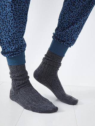 HUSH Murica Cashmere Blend Ribbed Socks, Charcoal Grey