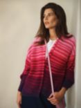 NRBY Misha Alpaca Wool Blend Striped Cardigan, Pink Stripe