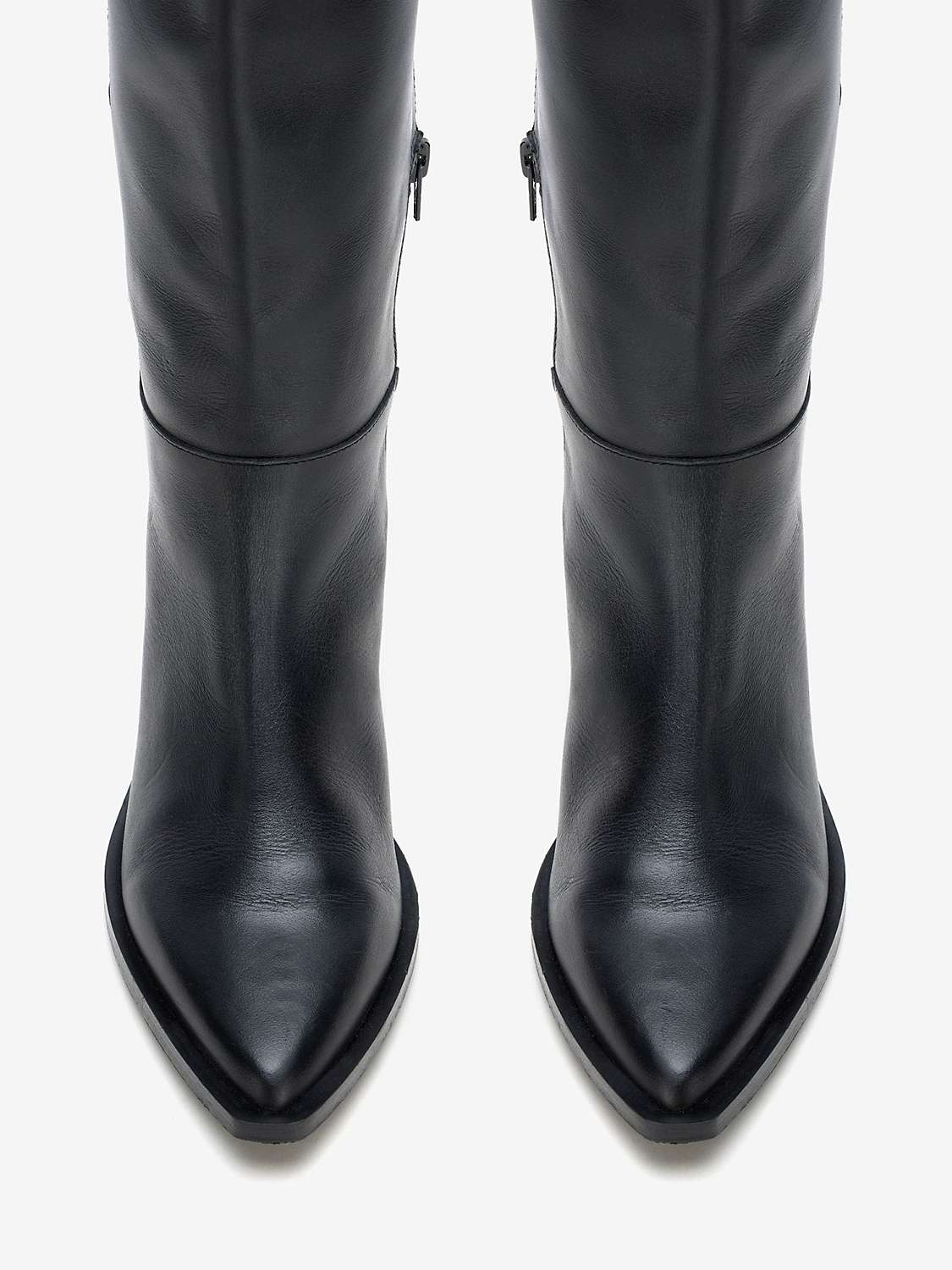 Buy Mint Velvet Leather Cowboy Knee Boots, Black Online at johnlewis.com